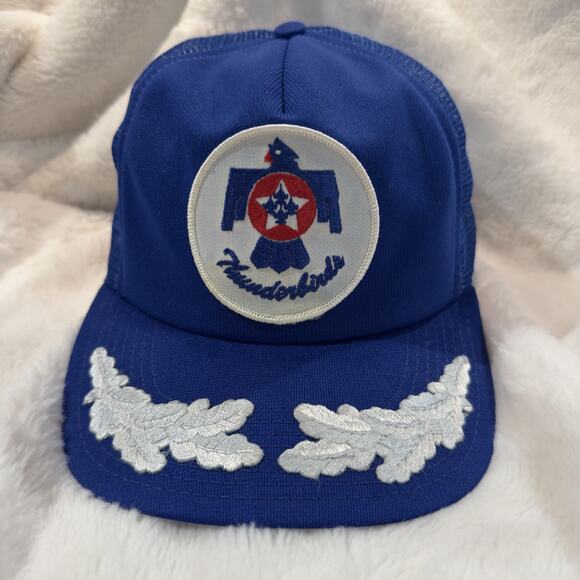 Vintage Thunderbirds Hat Cap Snap Back Blue Mesh Trucker Patch Mens 80s - Picture 1 of 8